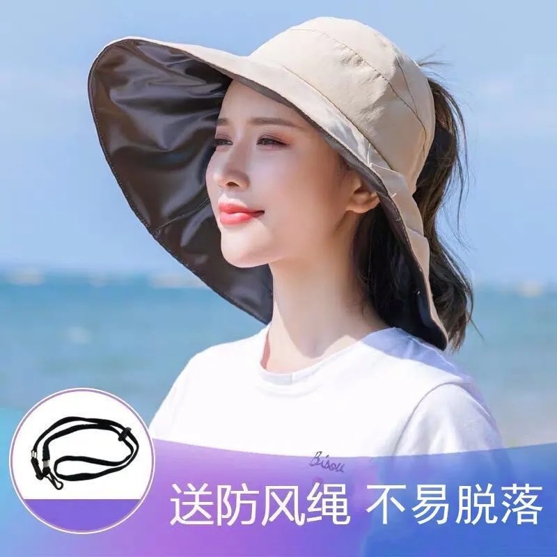 New Korean-style spring and summer sun protection hats, wide-brimmed, open-top fisherman hats, bow women's hats, and other categories details Picture