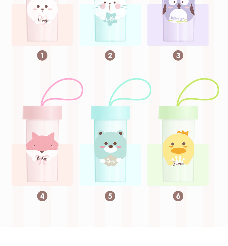 N3334 9370 Cartoon Color Rope Cup, Small portable travel Cup, Cup gift two-yuan store Application Scenario