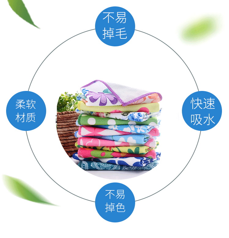 Wholesale of custom-made warp knitted fiber printed square towels 30*30 multi-functional absorbent cleaning thickened cloths details Picture