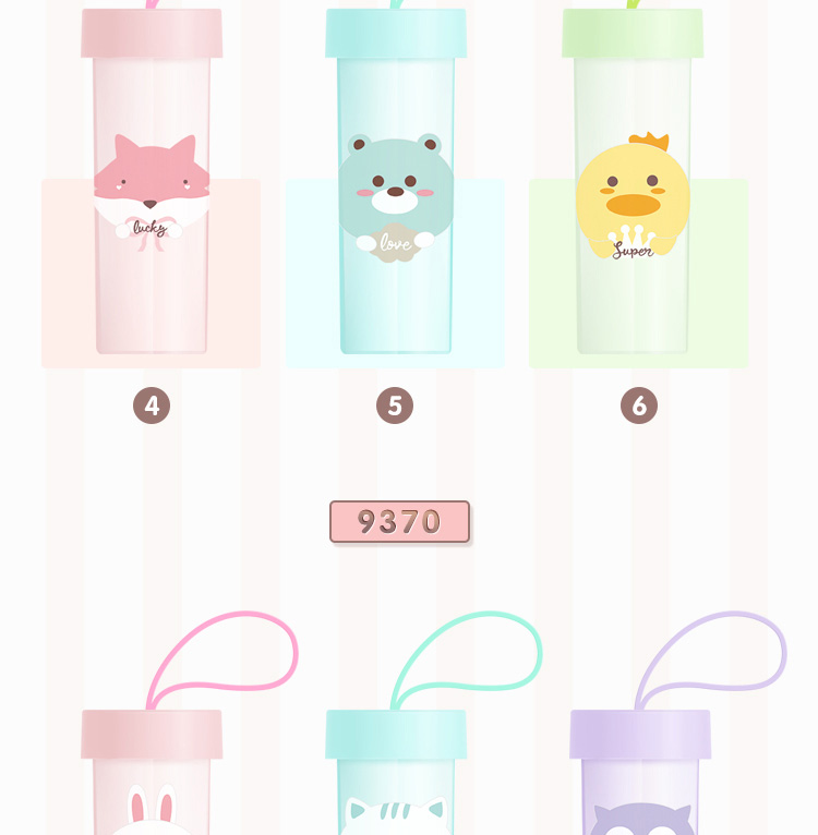 N3334 9370 Cartoon Color Rope Cup, Small portable travel Cup, Cup gift two-yuan store Specification image