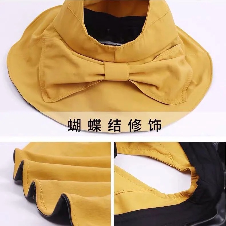 New Korean-style spring and summer sun protection hats, wide-brimmed, open-top fisherman hats, bow women's hats, and other categories Specification image
