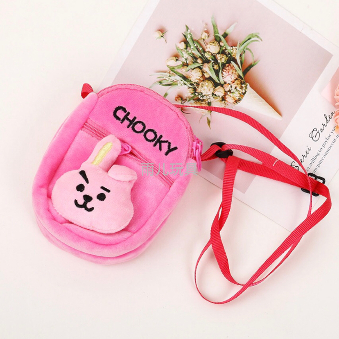 21 packs of plush toy 3D cartoon B-TS wallet, mini animal crossbody bag, plush coin purse Item Picture