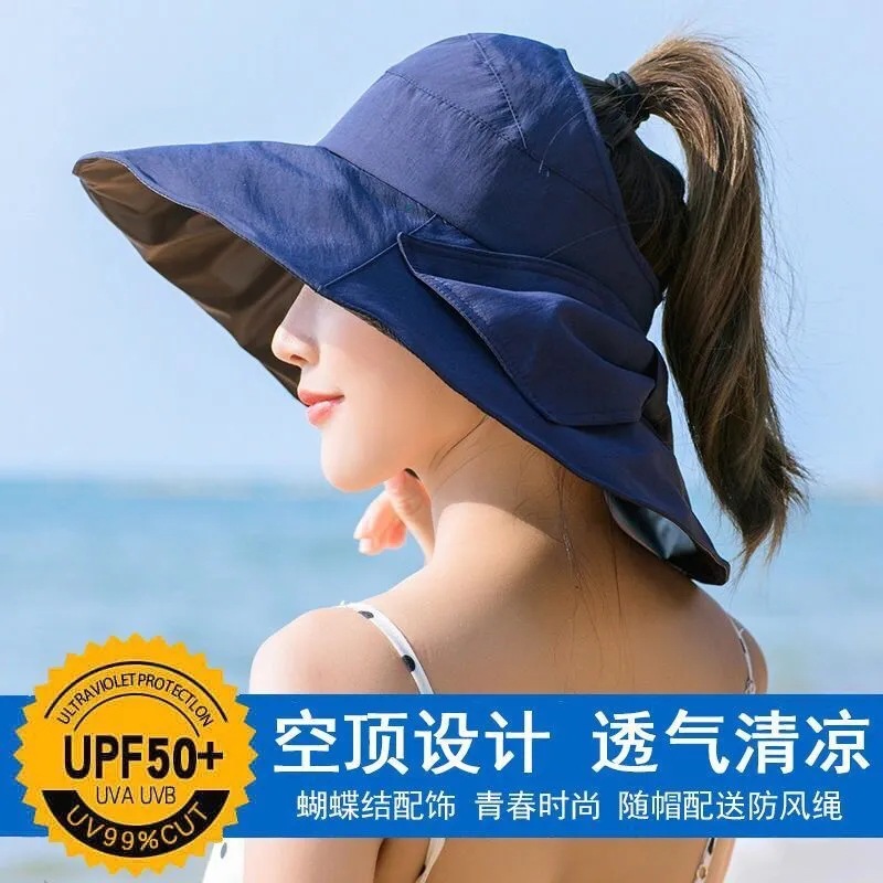 New Korean-style spring and summer sun protection hats, wide-brimmed, open-top fisherman hats, bow women's hats, and other categories