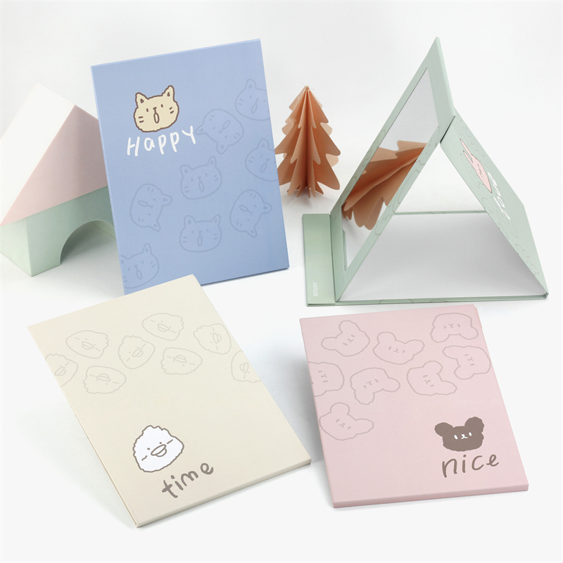 N3425 Soft and cute large rectangular paper mirror for cleaning, travel and portable makeup, 2-yuan store supply in Yiwu details Picture