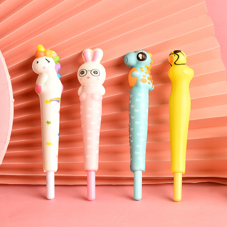 Cute animal stress-relieving pen, stress-relieving pen, gel pen, student, soft little rabbit, unicorn pen, duckling, dinosaur full figure