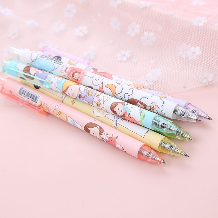 ins cartoon press gel pen with a high appearance level student black 0.5 Fujiki cute gel pen with a ball Application Scenario