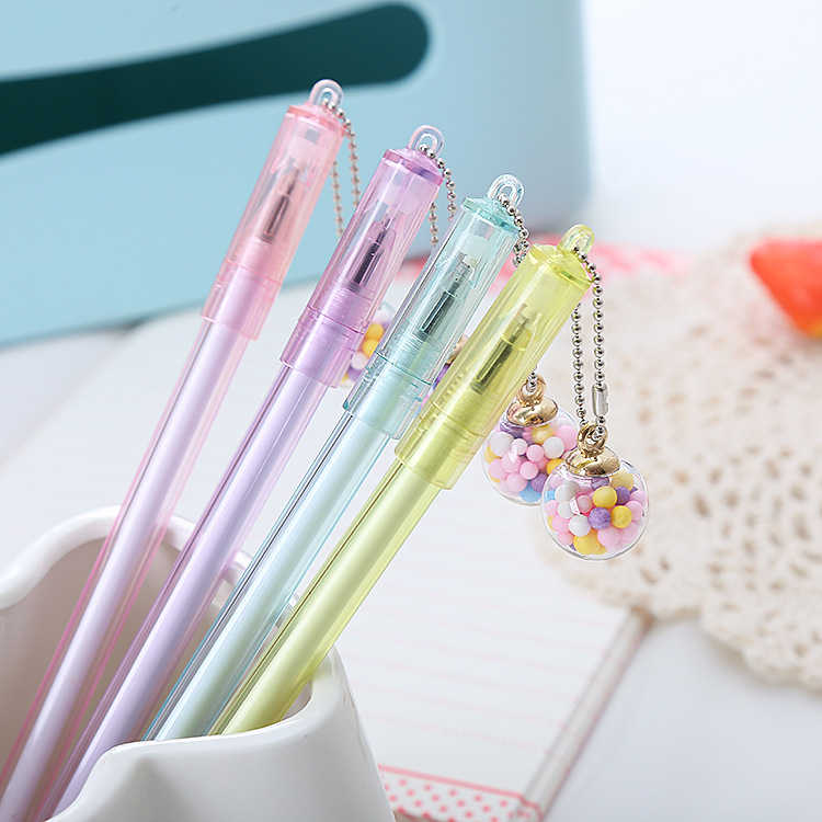 Student pendant pens, creative colored balls, wish bottles, pendants, new gel pens, and wholesale of water-based signature pens with a girly heart full figure