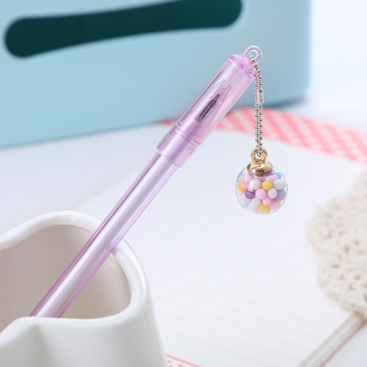 Student pendant pens, creative colored balls, wish bottles, pendants, new gel pens, and wholesale of water-based signature pens with a girly heart Specification drawing