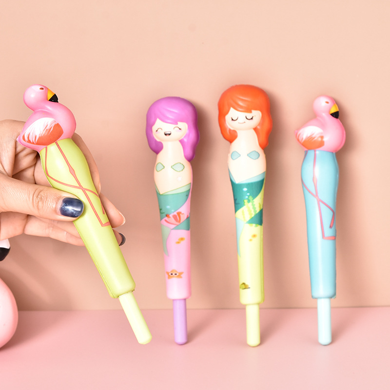Venting pen, stress-relieving pen, soft student flamingo gel pen, cute mermaid and other creative stress-relieving stationery details Picture