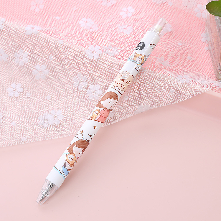 ins cartoon press gel pen with a high appearance level student black 0.5 Fujiki cute gel pen with a ball details Picture