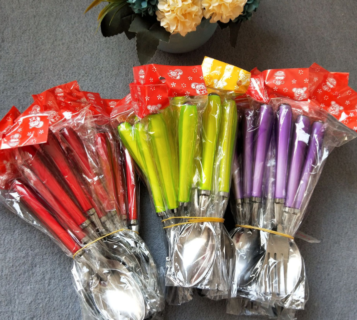 One-yuan and two-yuan spoon and fork sets, colorful handle spoons and forks, spoons and forks, one-yuan supply Item Picture