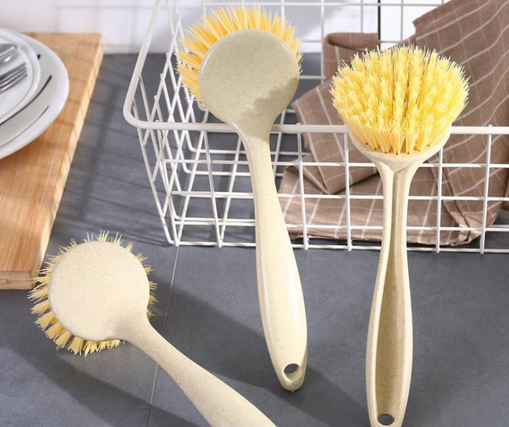 Hanging pot brush, wheat orange stem pot brush, multi-purpose cleaning brush, pot and bowl brush, kitchen countertop cleaning brush