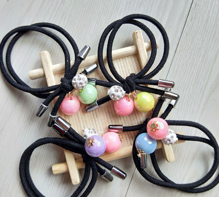 One dollar store leather band wholesale beaded head rope double strand leather band popular hair accessories one dollar commodity wholesale