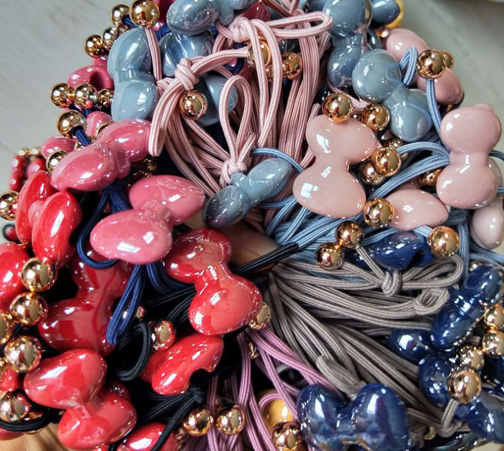 Yiwu premium leather band hair rope, bow, Korean-style colored hair rope, one or two yuan wholesale supply Specification image