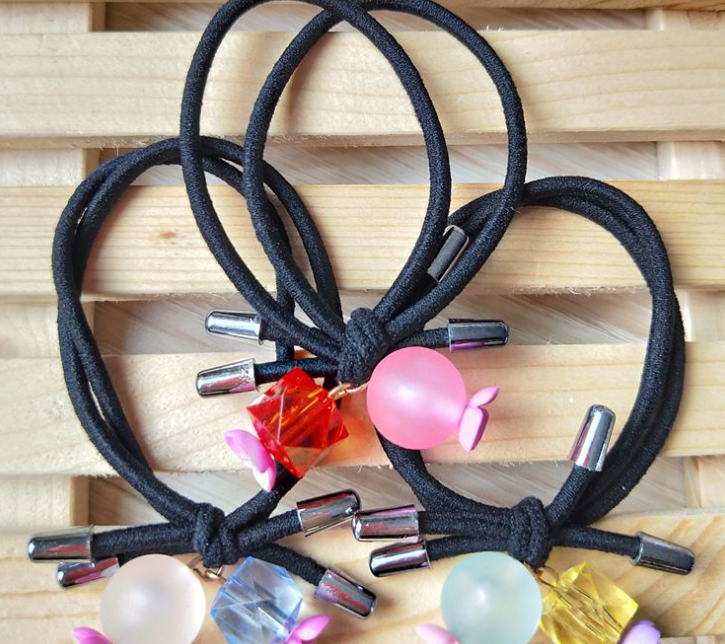 One-yuan rubber bands, hair ties, colorful beaded hair ties, popular hair accessories, street stalls, street accessories, one-yuan and two-yuan supplies Item Picture