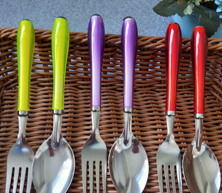 One-yuan and two-yuan spoon and fork sets, colorful handle spoons and forks, spoons and forks, one-yuan supply details Picture