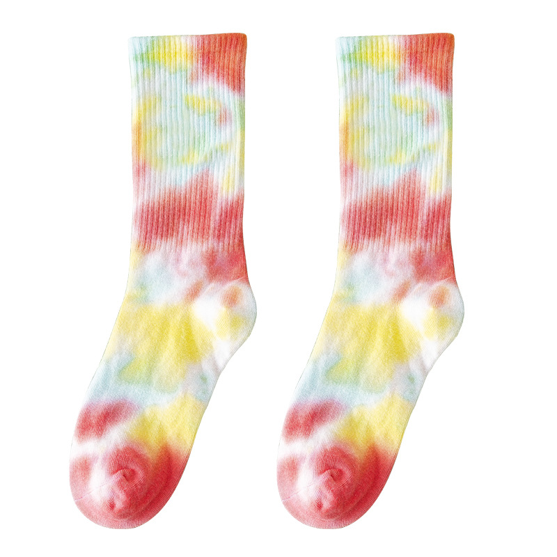Tie-dyed tube socks Street trend high top tide socks Men's and women's solid color cotton socks Basketball men's socks skateboard socks Item Picture