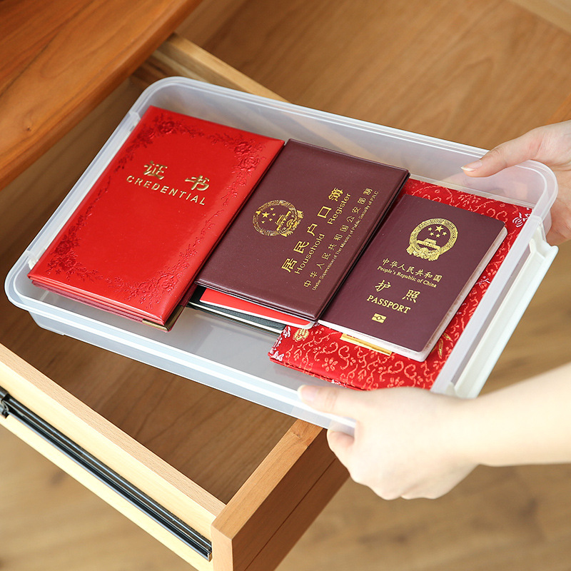 家用可叠加证件收纳盒家庭证件毕业证结婚证房产证书分类组合防潮