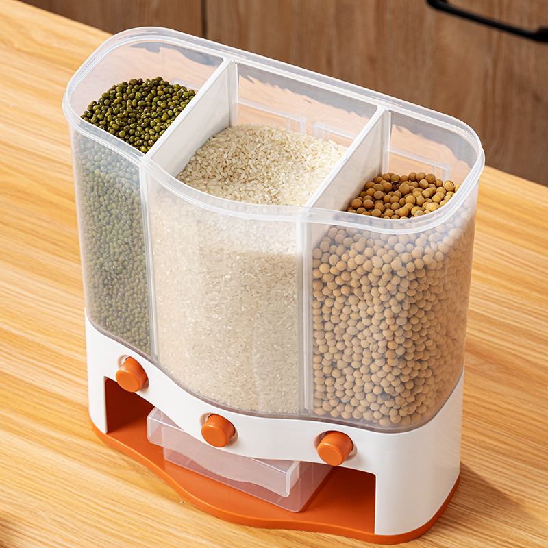 Household Rice Storage Bucket, Moisture-Proof And Insect-Proof, Storage And Classification, Five-Grain And Miscellaneous Grain Tank, Wall-Mounted Rice Storage Box, Multi-Functional Compartment-Sealed Application Scenario