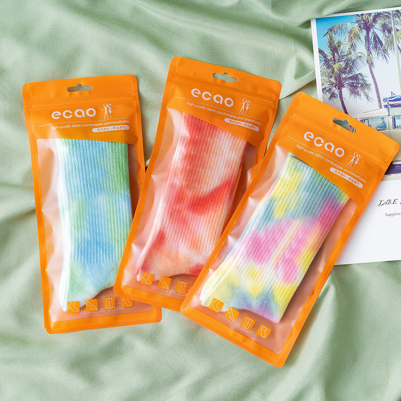 Tie-dyed tube socks Street trend high top tide socks Men's and women's solid color cotton socks Basketball men's socks skateboard socks Specification drawing