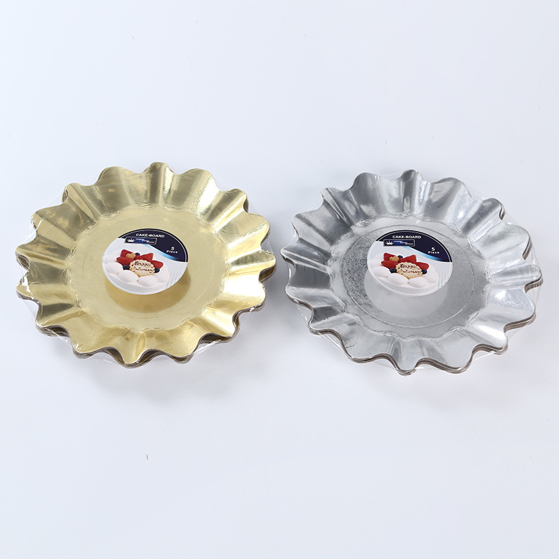 厂家批发定制一次性多边形成型纸盘 灰板纸覆金膜