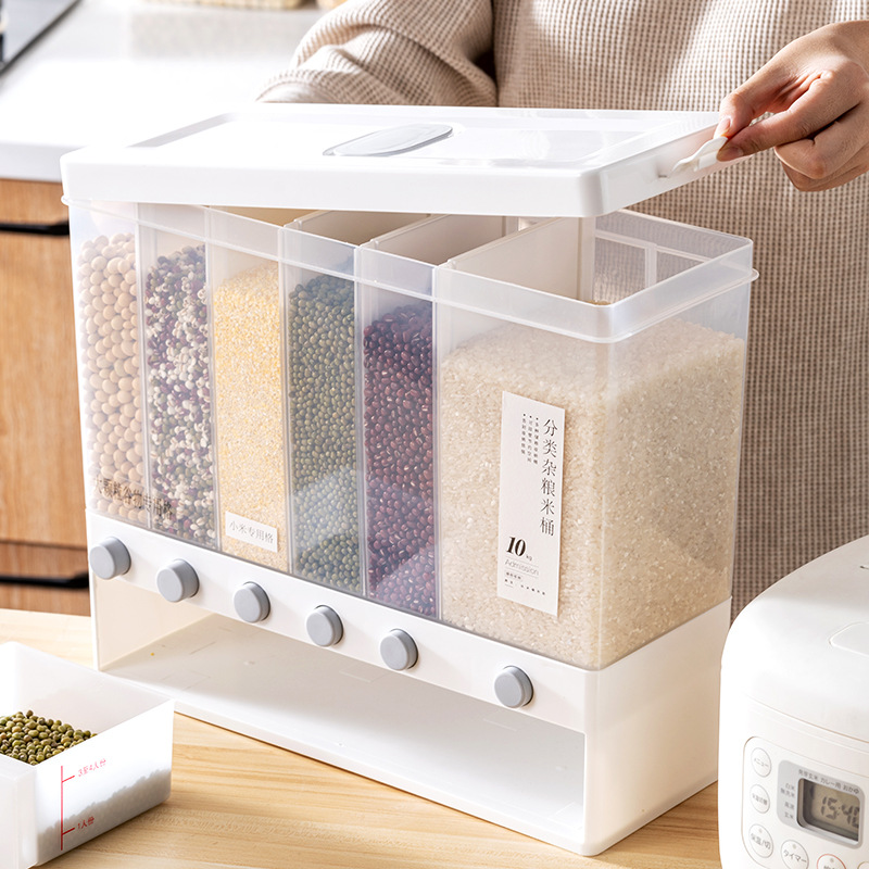 A 20-Jin Sealed, Insect-Proof And Moisture-Proof Multi-Functional Rice Bucket For Household Use, A Kitchen Classified And Separated Rice Storage Box For Grains And Cereals Specification drawing