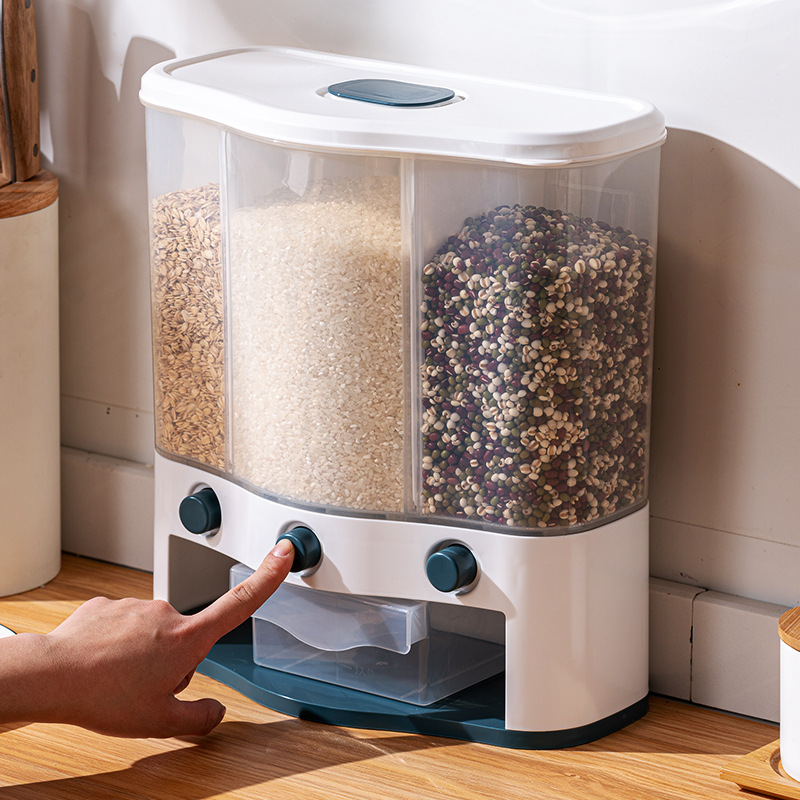 Household Rice Storage Bucket, Moisture-Proof And Insect-Proof, Storage And Classification, Five-Grain And Miscellaneous Grain Tank, Wall-Mounted Rice Storage Box, Multi-Functional Compartment-Sealed