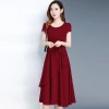 2020 new summer high-end waist-cinching, slimming and youthful mid-length round-neck plus-size women's dress for export Application Scenario