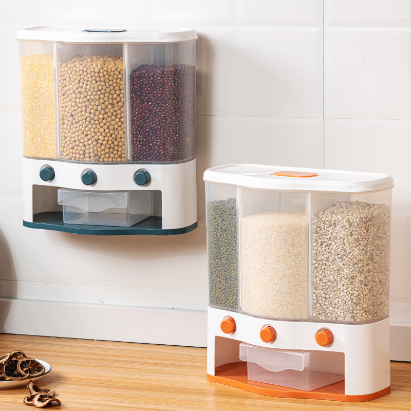 Household Rice Storage Bucket, Moisture-Proof And Insect-Proof, Storage And Classification, Five-Grain And Miscellaneous Grain Tank, Wall-Mounted Rice Storage Box, Multi-Functional Compartment-Sealed Specification drawing