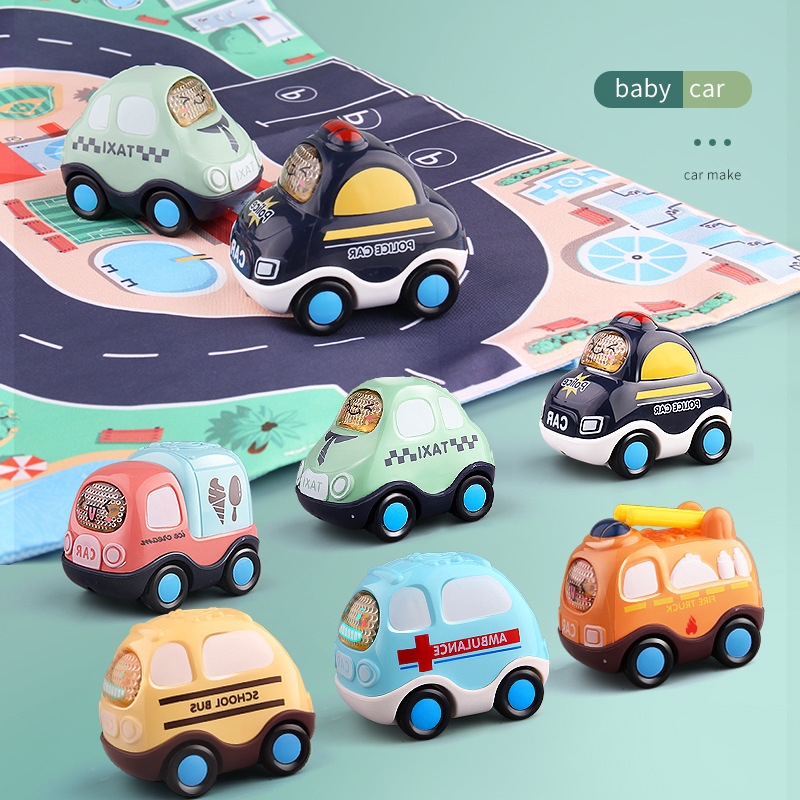 Baby sound and light inertial durable car sound and light mini engineering vehicle Fire engine Police car set Toy boy Specification drawing