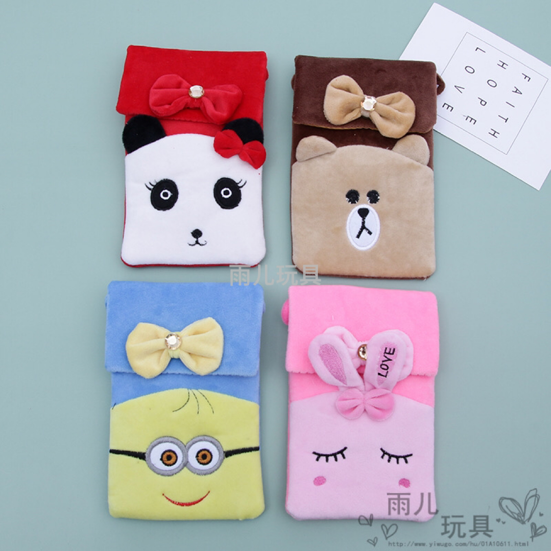 Plush toy bags, single-shoulder bags, flip crossbody bags, mobile phone bags, embroidered bow flip mobile phone bags, children's bags Application Scenario