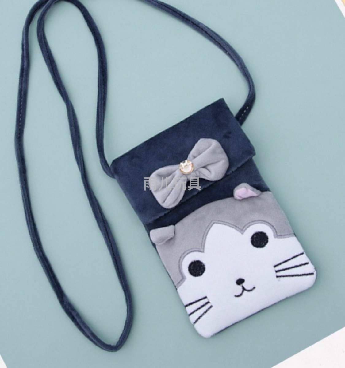 Plush toy bags, single-shoulder bags, flip crossbody bags, mobile phone bags, embroidered bow flip mobile phone bags, children's bags Item Picture