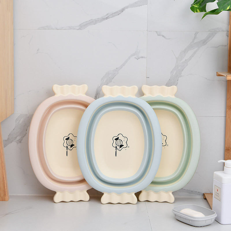 儿童可爱卡通糖果造型洗漱盆 居家便携可折叠脸盆 不易变形婴儿盆