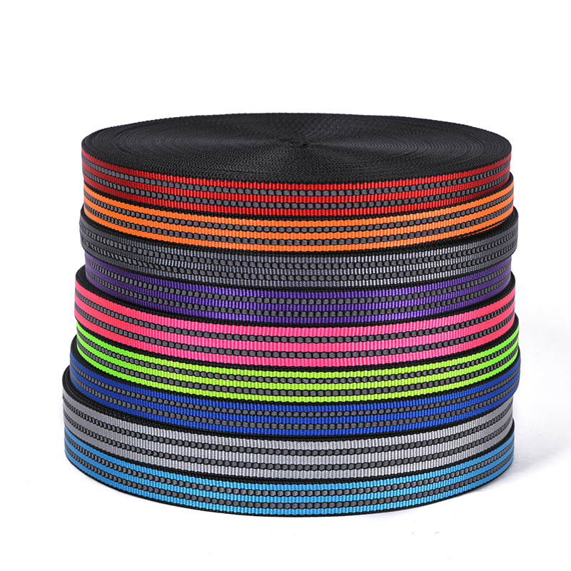 Black imitation nylon ribbon reflective wrap ribbon intercolor ribbon clothing decoration belt manufacturers wholesale