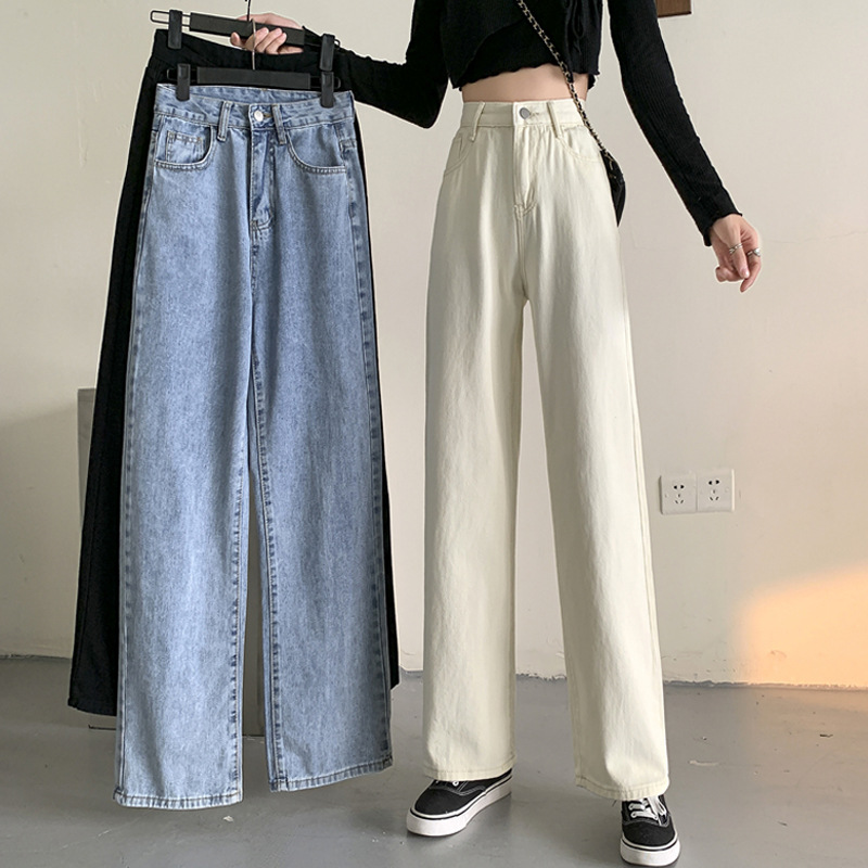Spring 2021 new loose jeans for petite women, high-waisted and slimming, wide-leg and straight-leg pants, trendy on Instagram details Picture