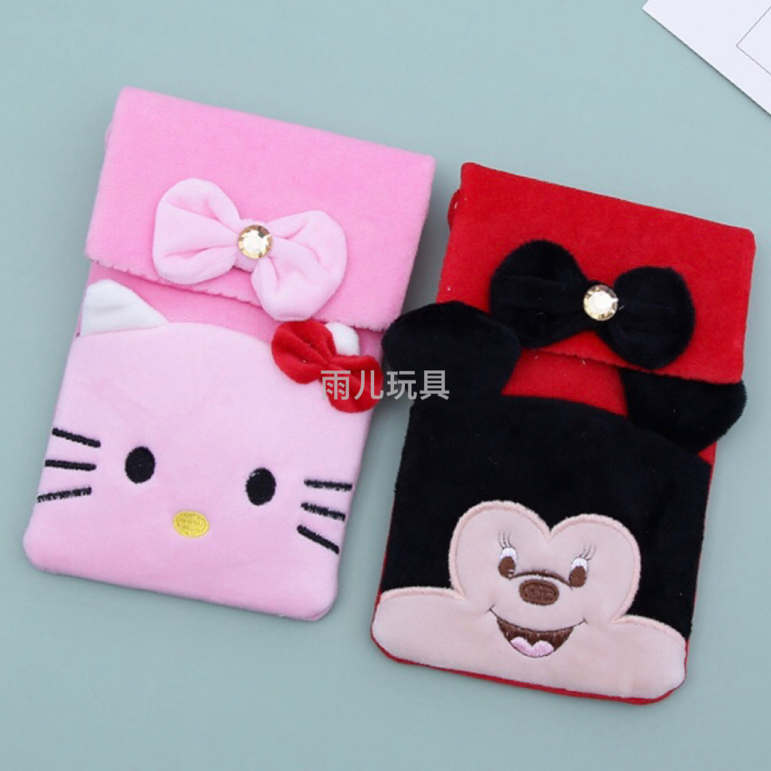 Plush toy bags, single-shoulder bags, flip crossbody bags, mobile phone bags, embroidered bow flip mobile phone bags, children's bags Specification drawing
