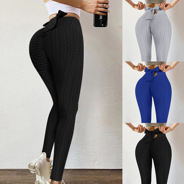 New women's bowknot bubble pants, leggings and large-sized hip-lifting sportswear on AliExpress Europe and America are sold directly by the manufacturer details Picture
