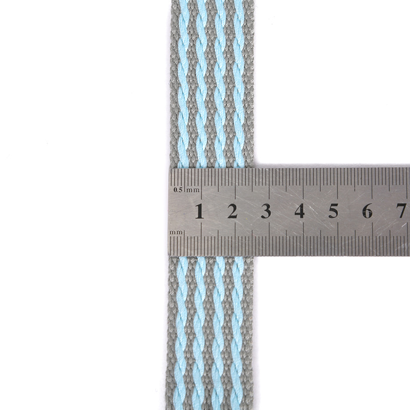 Manufacturers Wholesale Polyester Cotton Intercolor Striped Ribbon Imitation Cotton Intercolor Belt Bag Yoga Canvas Bag Plain Belt Specification drawing