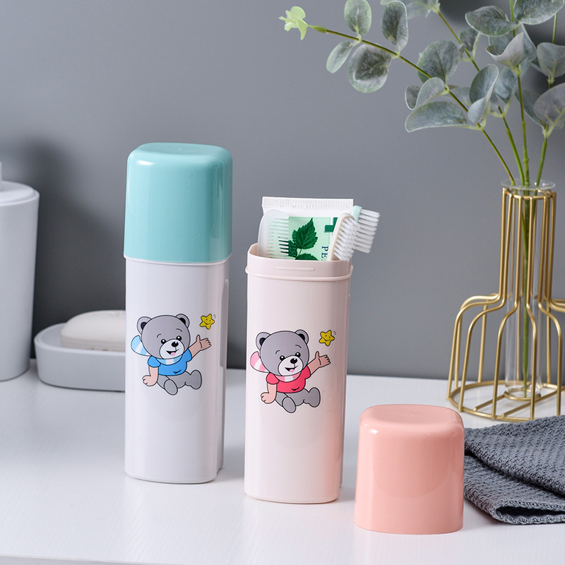卡通小熊图案牙具盒 环保PP材质牙刷牙膏盒 时尚便携式旅行牙刷盒