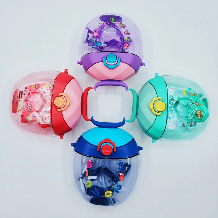 2022 Children's plastic water bottle, doughnut, cute horn straw Cup, creative round shoulder strap water bottle, in stock and hot sale Application Scenario