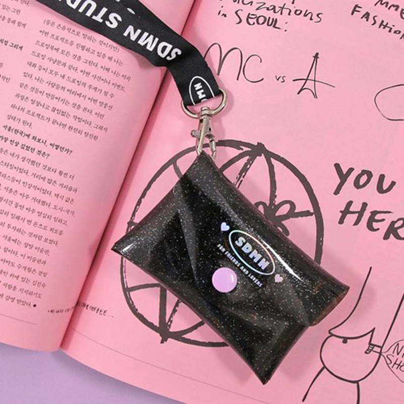 PVC transparent jelly bag, transparent three-dimensional makeup bag, custom-made LOGO printed crystal glitter, snap-on coin bag Specification image