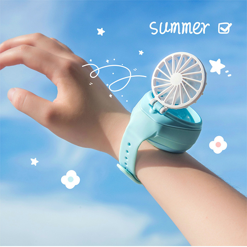 2022 Watch Fan usb Portable Wrist Fan Desktop Silent Three-Speed Mini Spray Neutral Mini Fan 046 details Picture