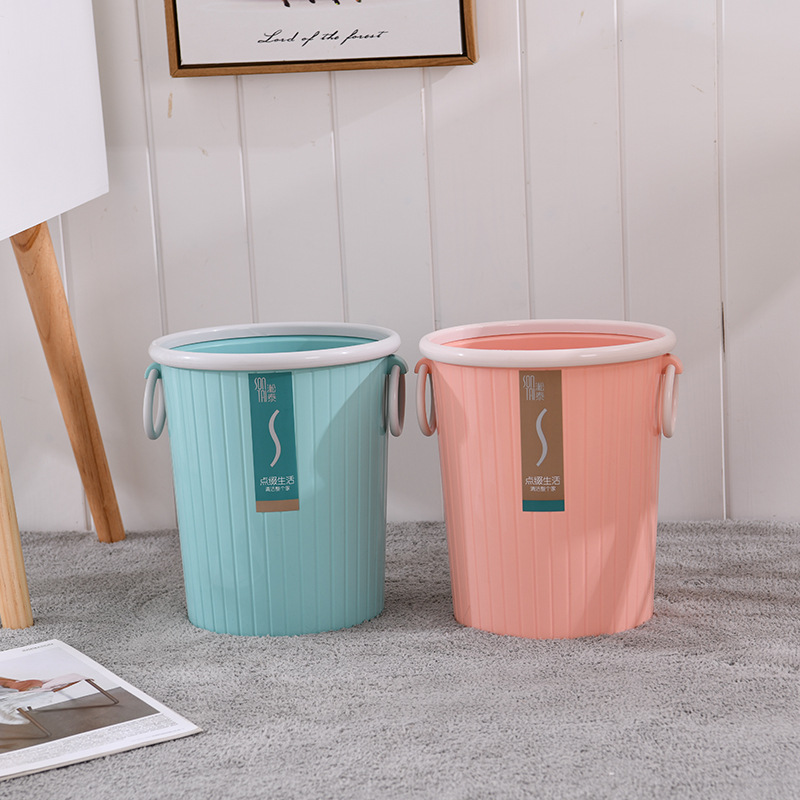 简约坚固耐用居家双耳分类垃圾桶 创意纯色大容量干湿分类垃圾桶