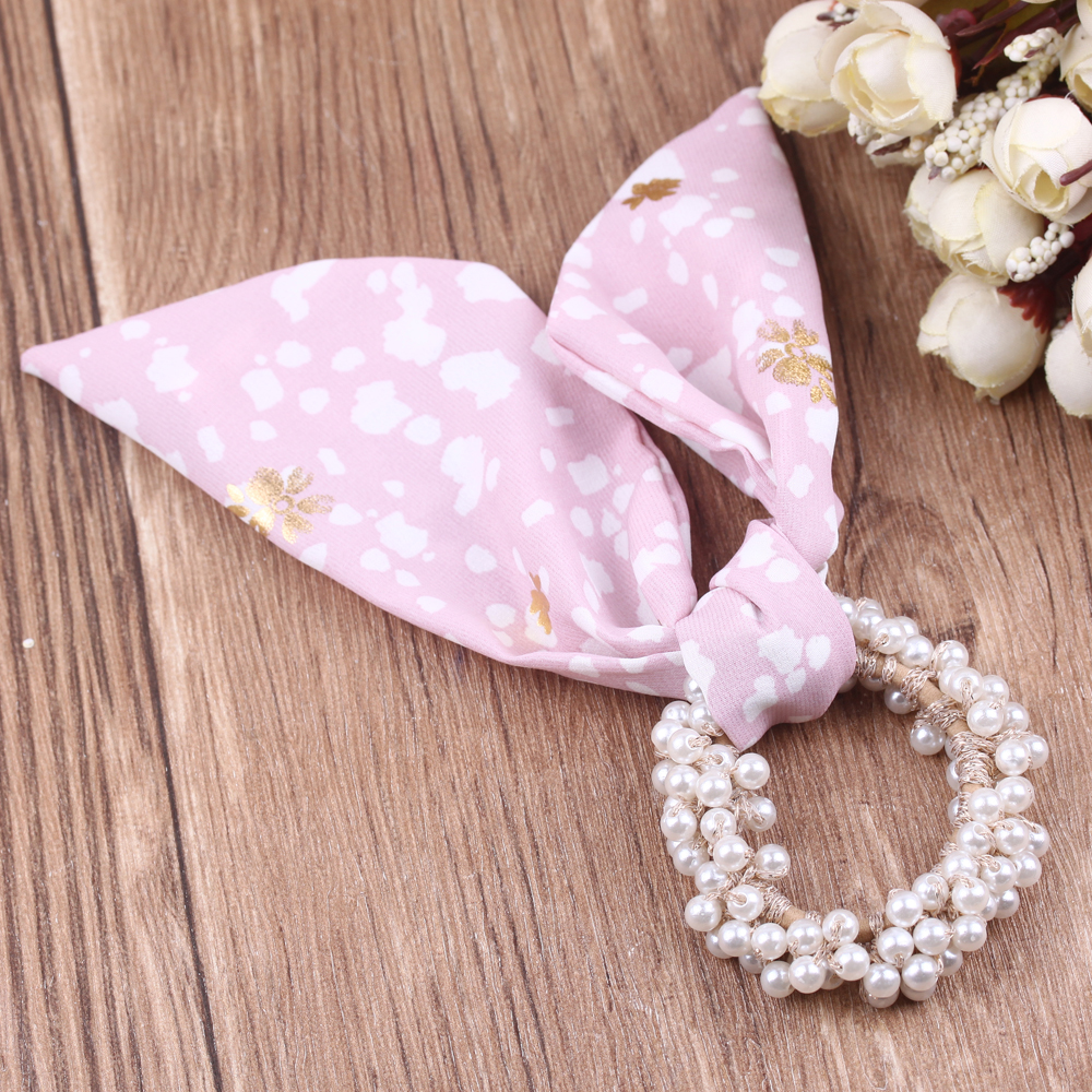 Bow tie hair band ribbon hair tie 2021 New style Korean Instagram stylish and simple hair tie pearl leather band Specification image