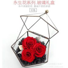 巨型永生七彩永生玫瑰花玻璃房礼盒 保鲜生日花 情人节送礼干花