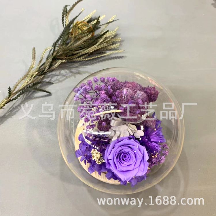 Eternal moss Bear Preservation Chanson Rose Glass Cover gift for birthday and Valentine's Day Specification image