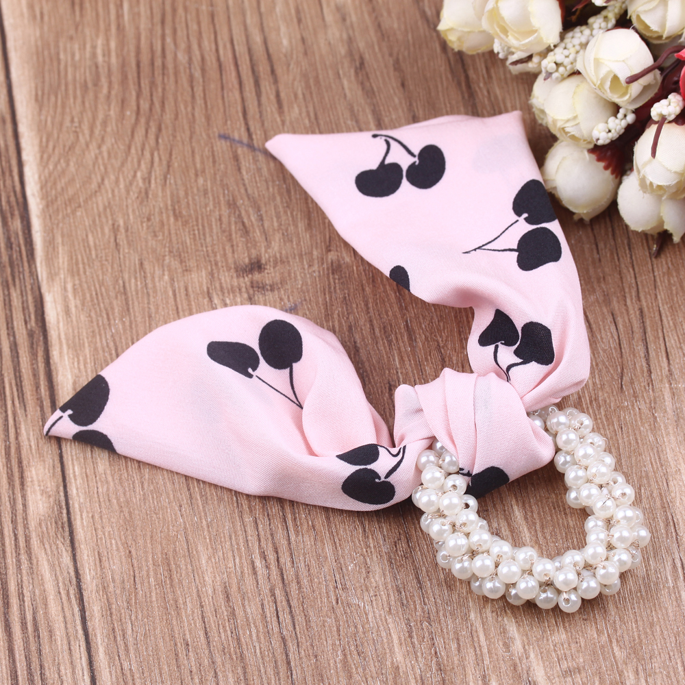 Bow tie hair band ribbon hair tie 2021 New style Korean Instagram stylish and simple hair tie pearl leather band Item Picture