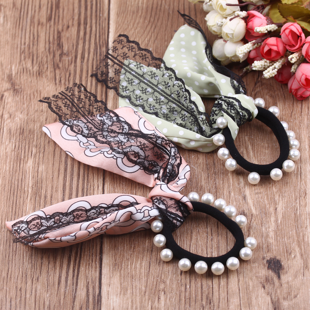 10-yuan store wholesale accessories, popular female headwear such as lace ribbons, bows and pearl hair bands details Picture