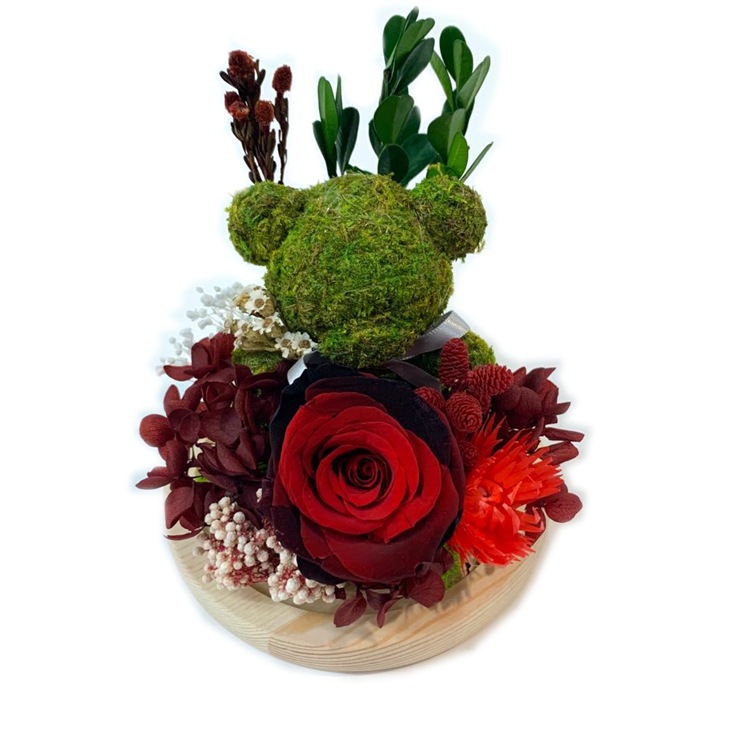 Eternal moss Bear Preservation Chanson Rose Glass Cover gift for birthday and Valentine's Day Item Picture