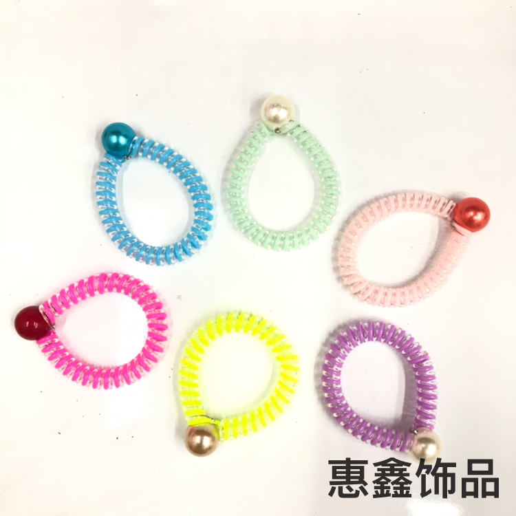 Two color telephone ring telephone rope pearl hair ring bracelet